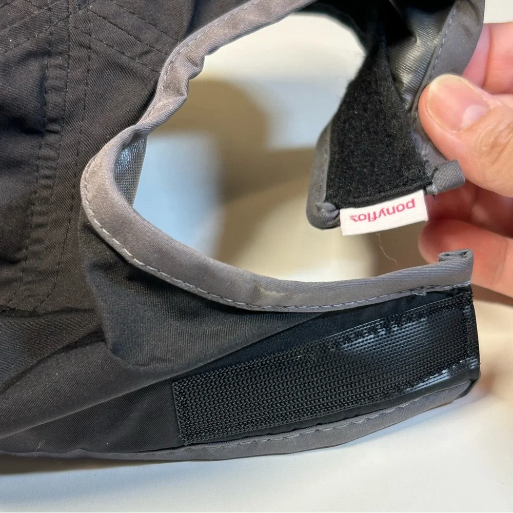 Ponyflo Black Gray Women's Ponytail Cap Hat Velcro Adjustable - Picture 6 of 16
